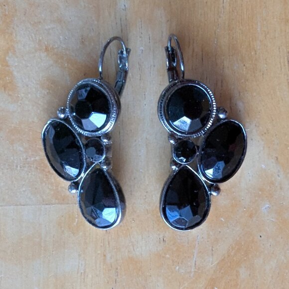 BN Black Crystal Statement Earrings - Picture 1 of 6